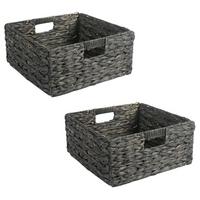AUFBEWAHRUNGSKÖRBE LANZI 2er-Set schwarz - Schwarz, Naturmaterialen (32/15/32cm) - IDIMEX
