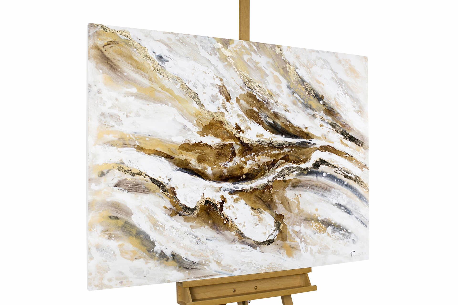 ACRYLBILD HANDGEMALT 100/75 cm - Weiß/Braun, Holz/Textil (100/75cm) - KUNSTLOFT