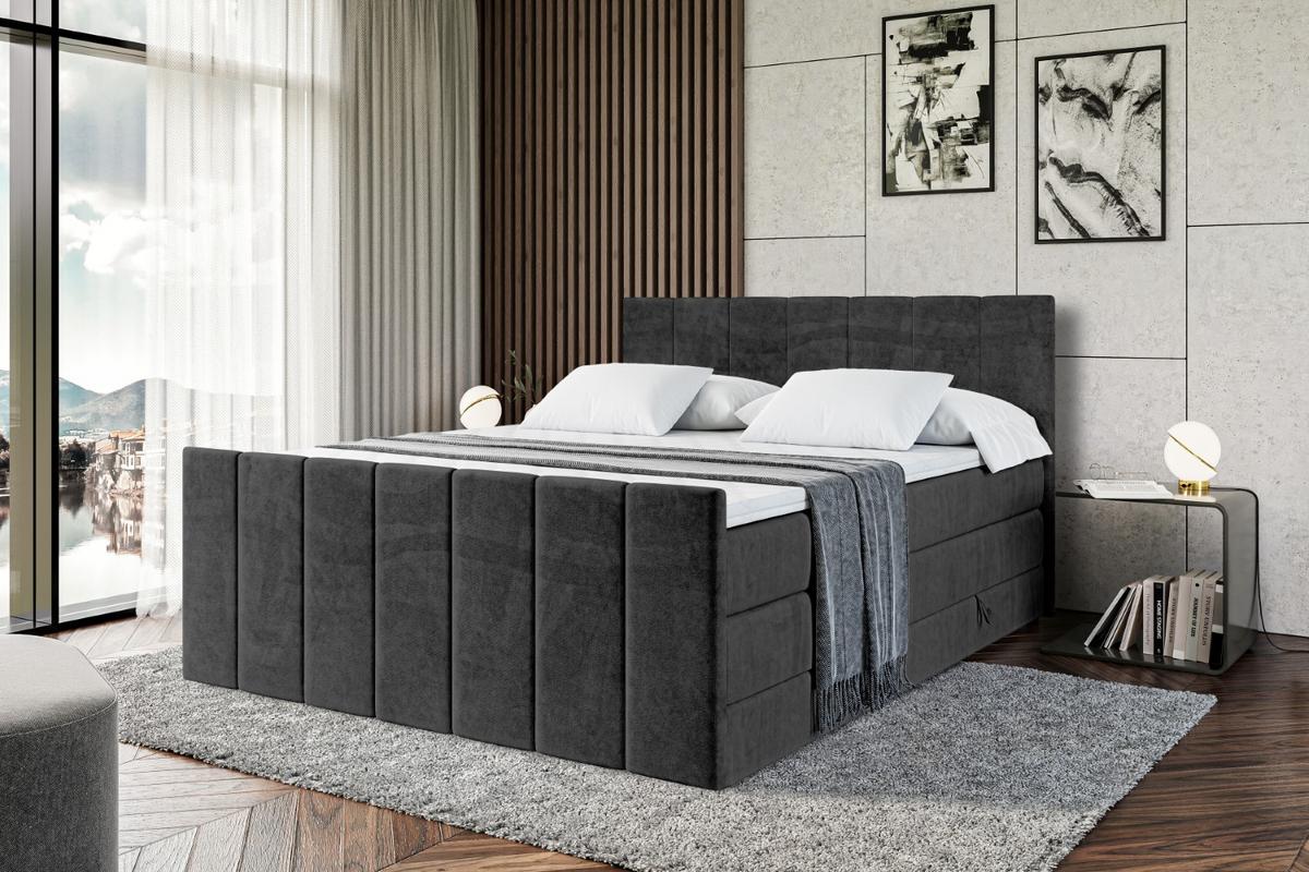 BOXSPRINGBETT MOETI-Z KING - 140x200 - H3/H4 - Schwarz - Schwarz, Holzwerkstoff (140/200cm) - ALTDECOR