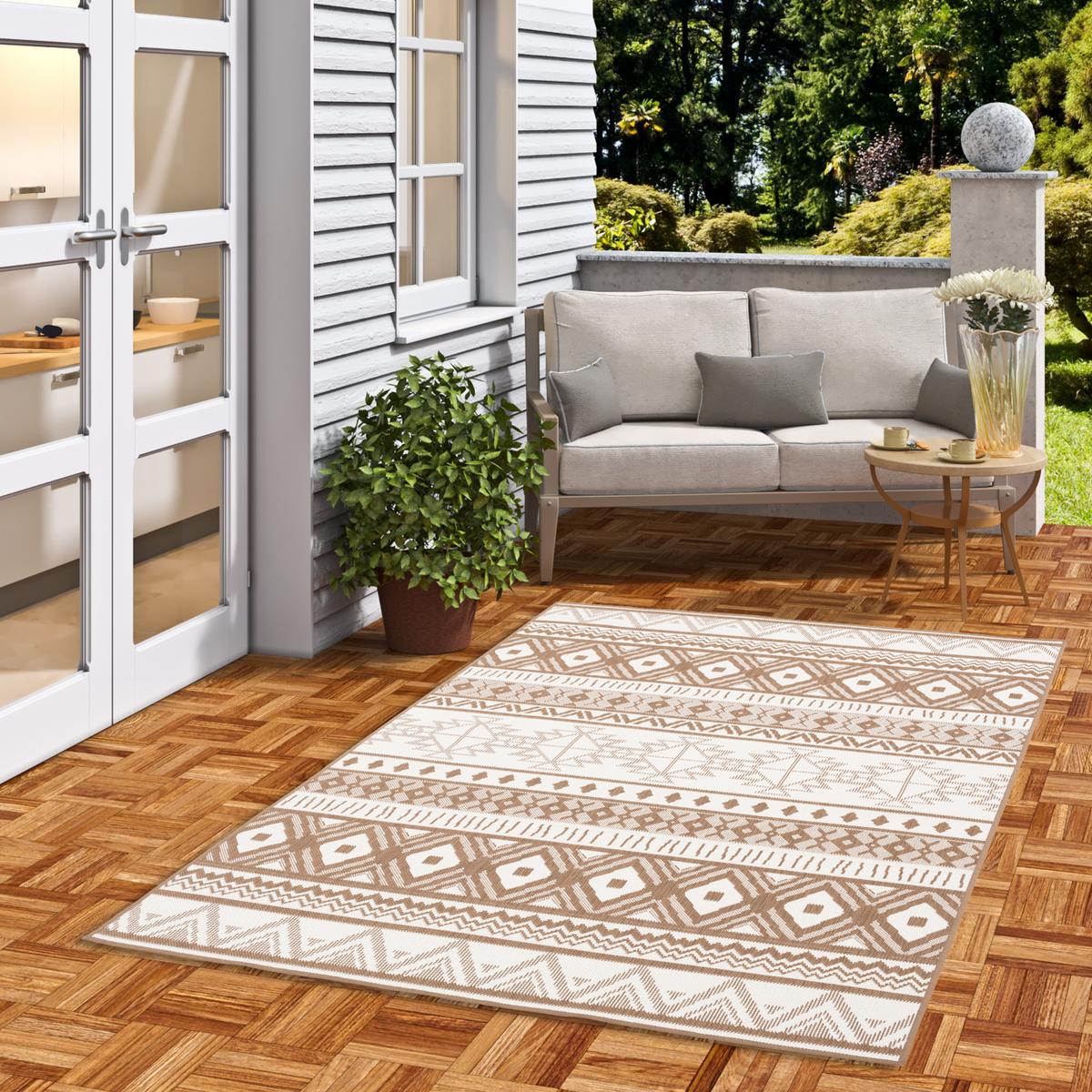 IN- UND OUTDOOR TEPPICH BEIDSEITIG CAPE COD ETHNO - Beige, Textil (133/190cm) - Pergamon