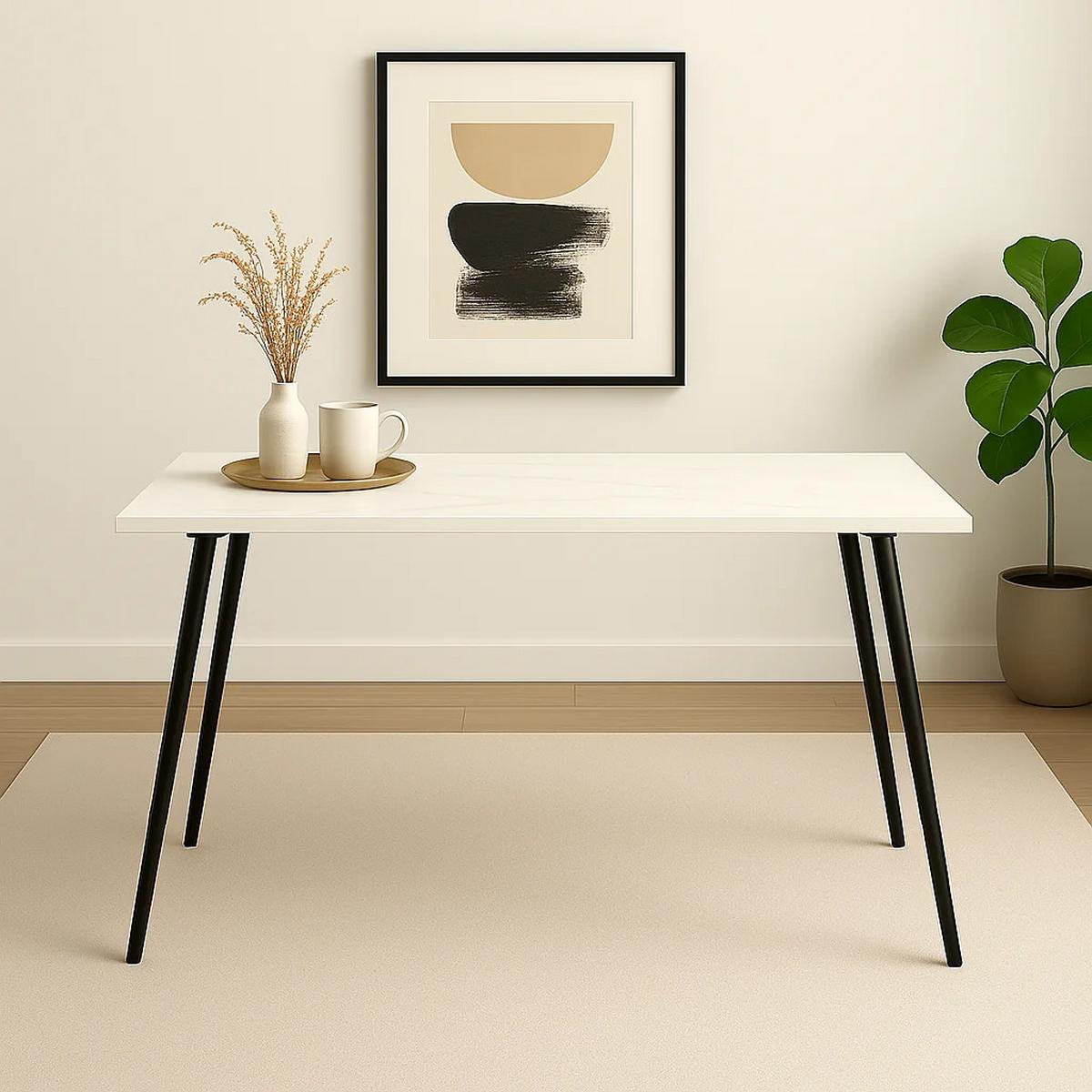 ESSTISCH 120/80/75 cm Rechteckige weiße - Schwarz, Holz/Metall (80/120/75cm) - Urban Meuble