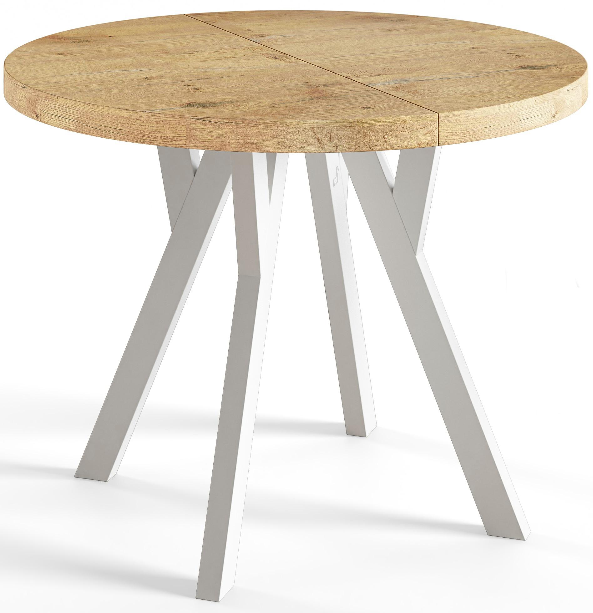 RUNDER Esstisch ausziehbar – Moderner Wohnzimmertisch und Küchentisch – Tisch mit Stabile Konstruktion, Durchmesser 120 cm - 220 cm - Farbe Lancelot - Beige/Weiß, Holzwerkstoff (120/120/77cm) - Alpi-Möbel