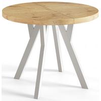 RUNDER Esstisch ausziehbar – Moderner Wohnzimmertisch und Küchentisch – Tisch mit Stabile Konstruktion, Durchmesser 120 cm - 220 cm - Farbe Lancelot - Beige/Weiß, Holzwerkstoff (120/120/77cm) - Alpi-Möbel