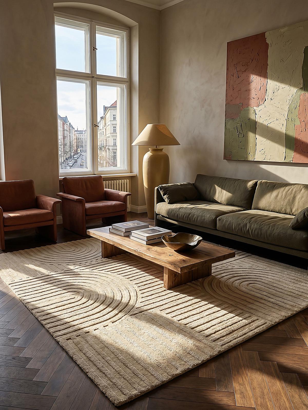 TEPPICH aus Wolle LEVEN in Natur, geometrisch, 160 x 230 cm - Beige, Textil (230/160cm) - KADIMA DESIGN