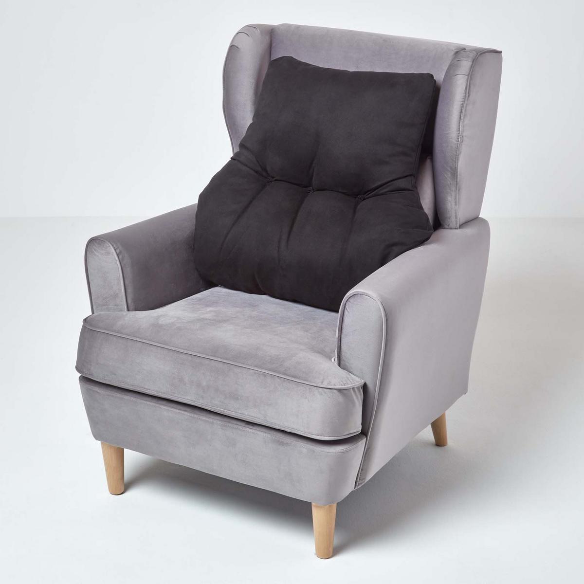 RÜCKENKISSEN schwarz 68/58 cm – Stützkissen für Sessel, Velours - Schwarz, Textil (68/15cm) - Homescapes