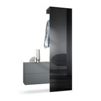 GARDEROBE Carlton Paneel in Schwarz Hochglanz - Schwarz Hochglanz, Holzwerkstoff (105/193/35cm) - Vladon