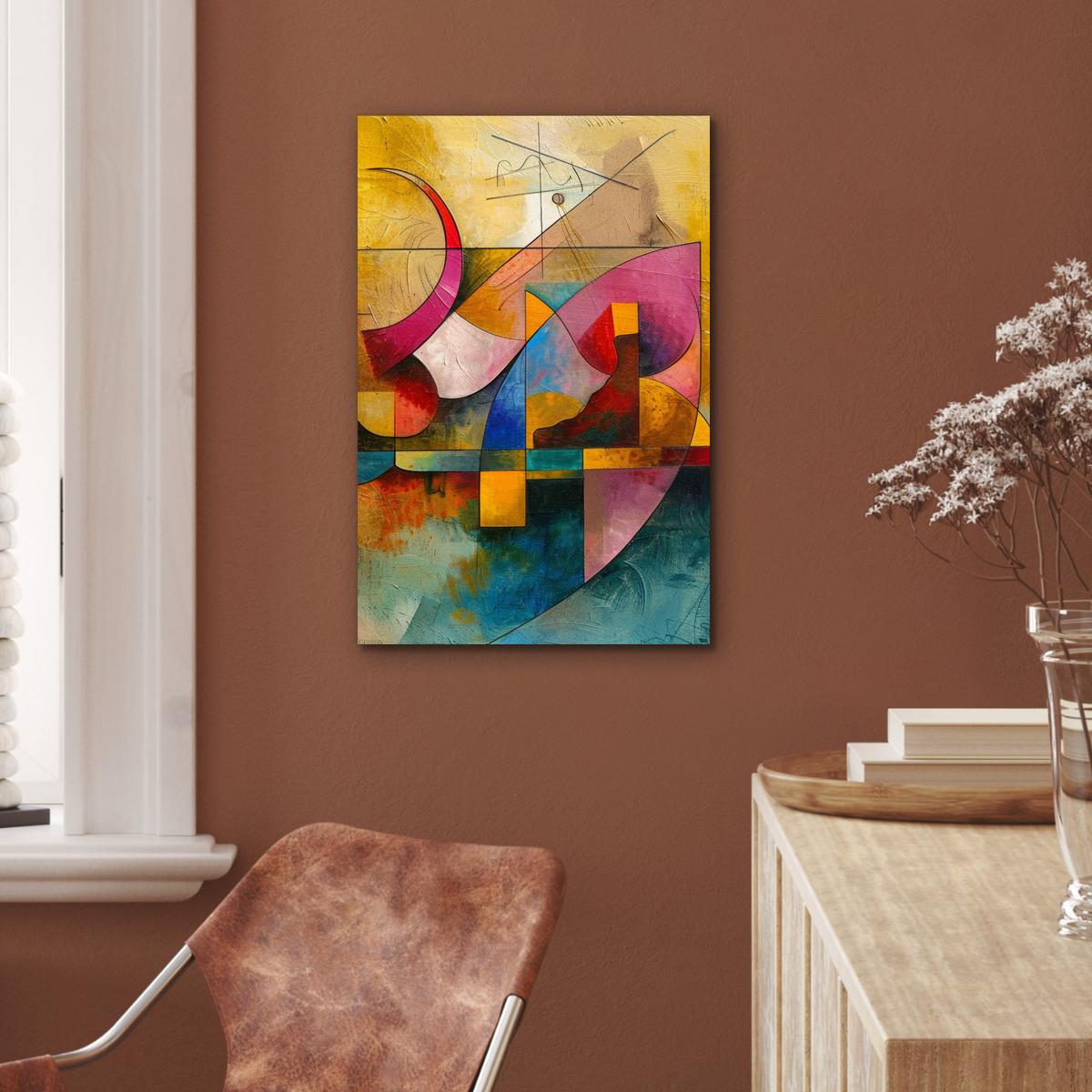 METALLBILD Kunst - Abstrakt - Modern Deko Schlafzimmer 40x60 cm - Gelb, Metall (40/60cm) - MuchoWow