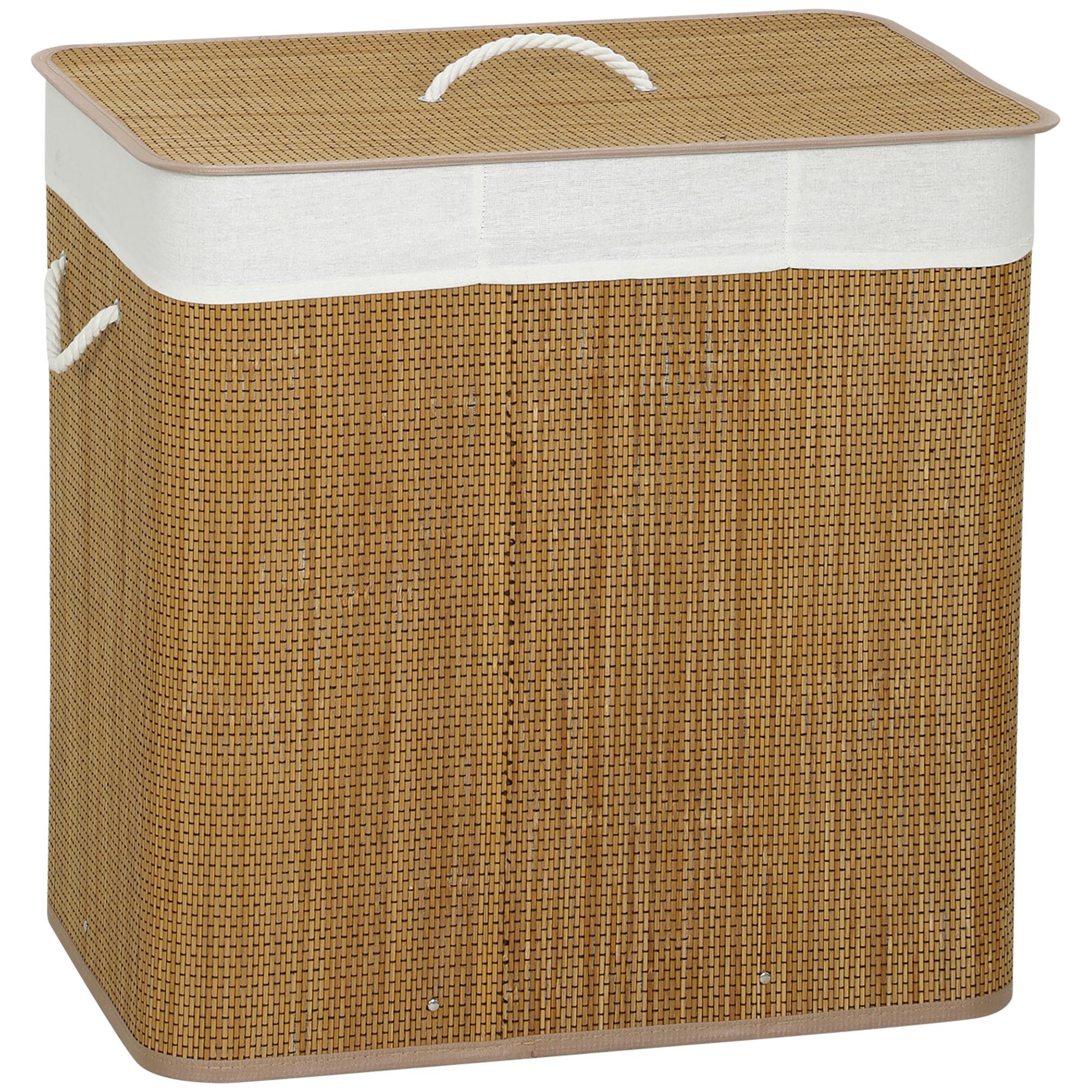 WÄSCHEKORB Bambus Braun - Braun, Holz (40/60/60cm) - HOMCOM