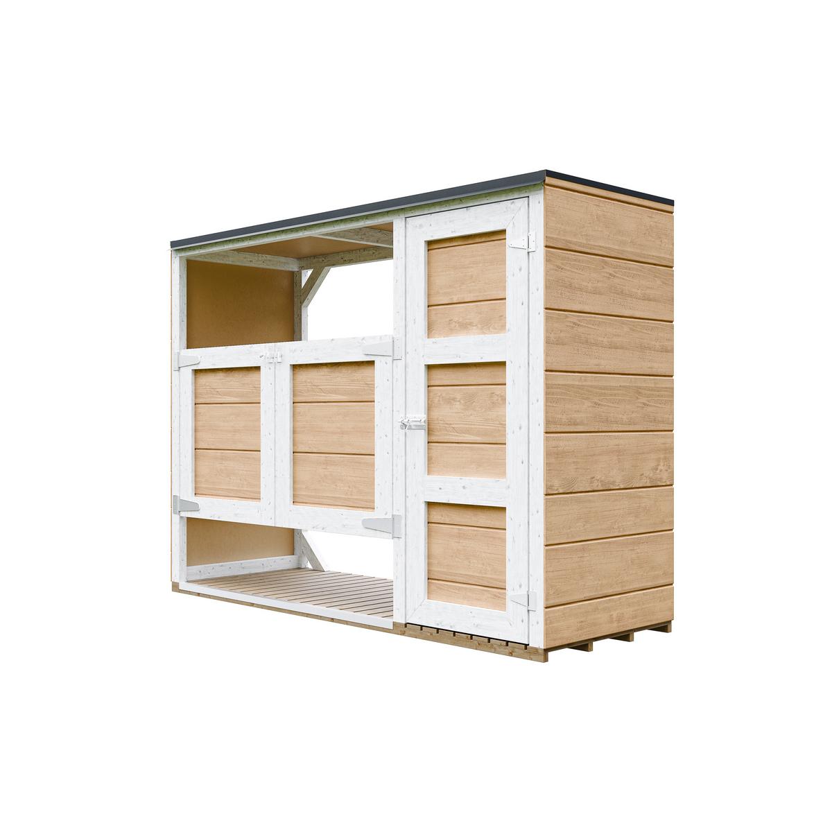 MÜLLTONNENBOX 2er 240L, M981A-HARVEST HONEY, aus wetterfestem LP Smartside Holz - Honig, Holz (217/159/75cm) - Timbela