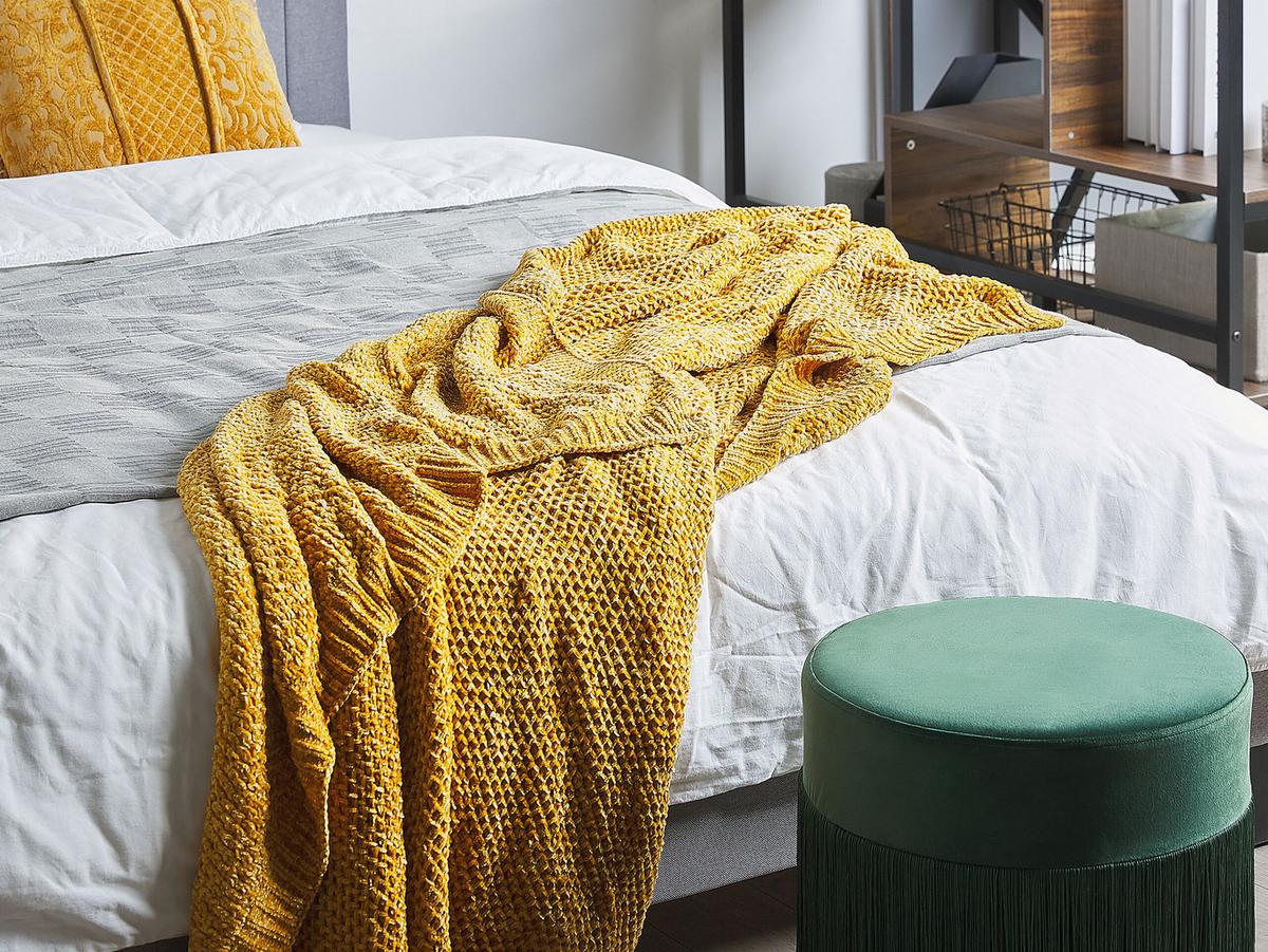 DECKE Senfgelb Haifa 150/200 cm - Dunkelgelb, Textil (150/200cm) - Beliani