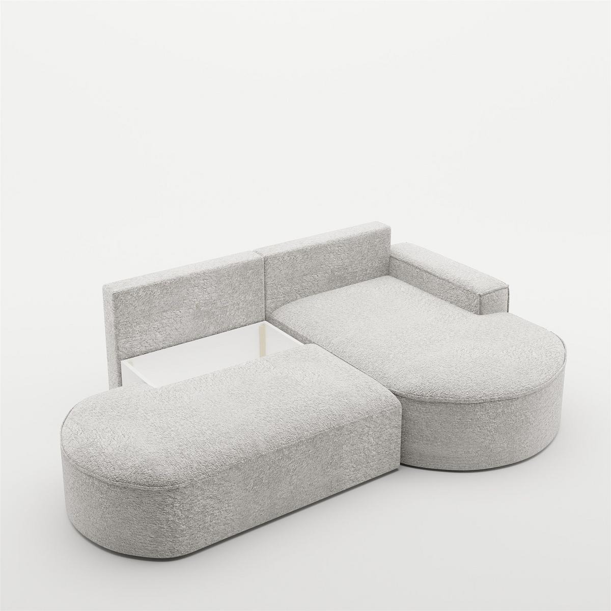 ECKSOFA Venedig Mit Schlaffunktion - Hellgrau, Holzwerkstoff/Textil (278/179cm) - Fun Möbel