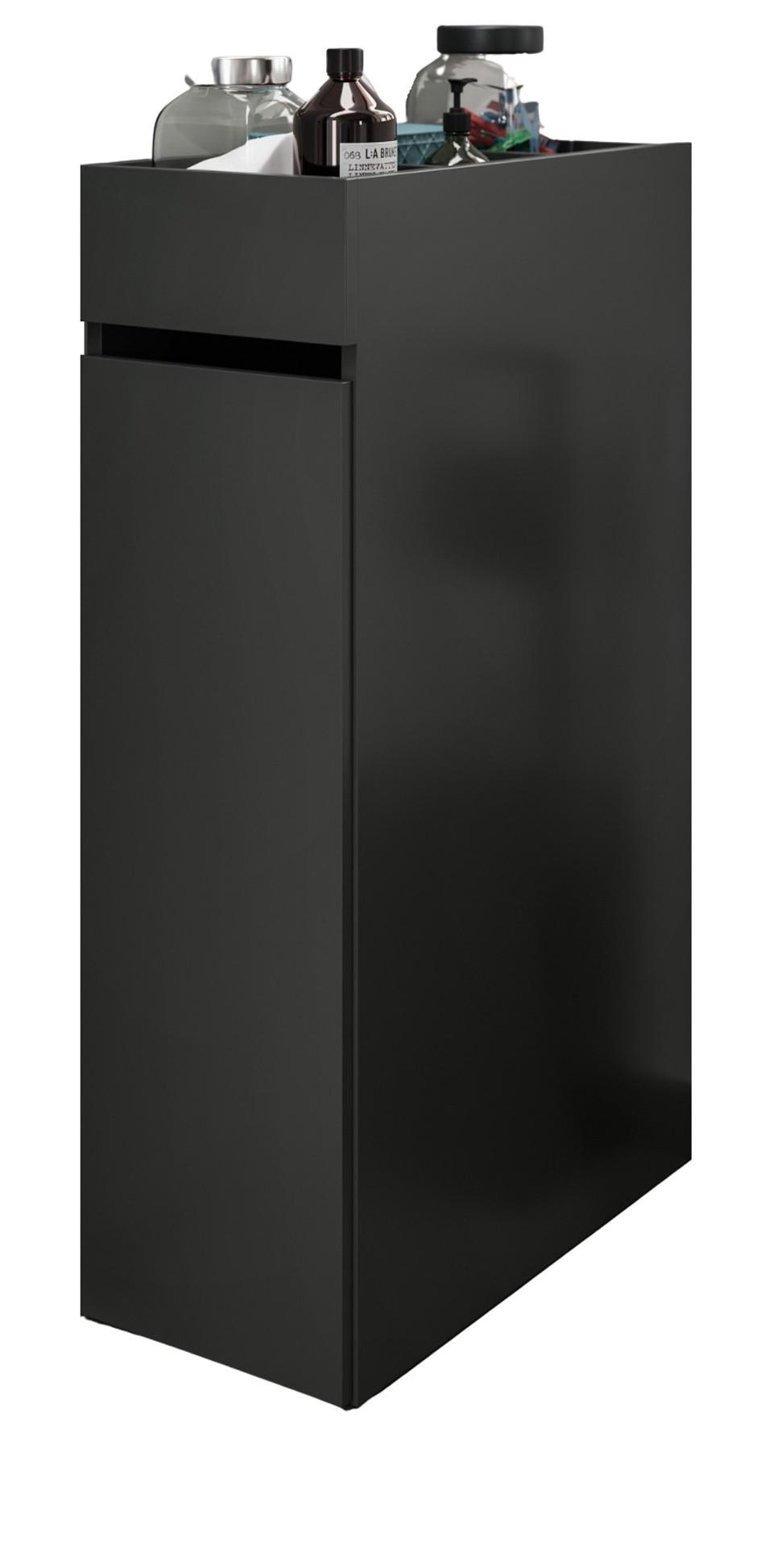 BADSCHRANK grau, Anstellregal mit Apothekerauszug 29 x 101 cm - Schwarz/Grau, Holzwerkstoff/Metall (29/101/60cm) - Inn.Furn