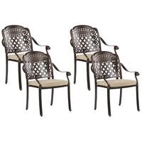 GARTENSTUHL 4er-Set Aluminium dunkelbraun Manfria - Dunkelbraun, Metall (53/92/64cm) - Beliani