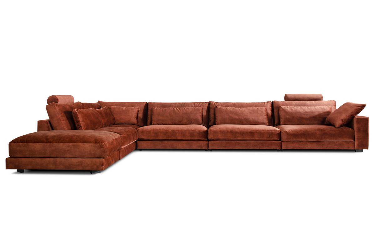 ECKSOFA ETICO Braun Velvet - Schwarz/Braun, Textil (513/330cm) - KAWOLA