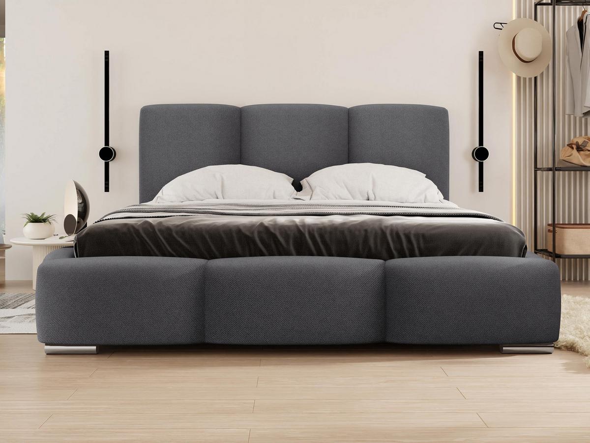 POLSTERBETT Olweria - Chromfarben/Grau, Holz/Textil (160/200cm) - MIRJAN24