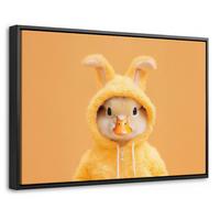 LEINWAND Bilder mit Rahmen - Osterhase - Kostüm - Ente - 30x20 - Gelb, Textil (30/20cm) - MuchoWow
