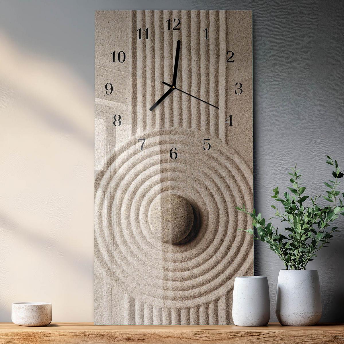 WANDUHR aus Glas 30x60 cm - Stein - Braun, Glas (30/60/0.4cm) - TULUP