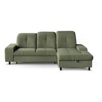 ECKSCHLAFSOFA Leon L Grün - Schwarz/Grün, Kunststoff/Textil (255/120cm) - Beautysofa