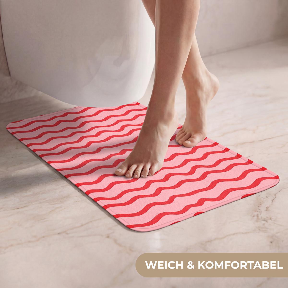WC-VORLEGER Verspielt - Muster - Rot WC Teppich 40x60 cm - Rosa, Textil (40/1cm) - OnlyWow