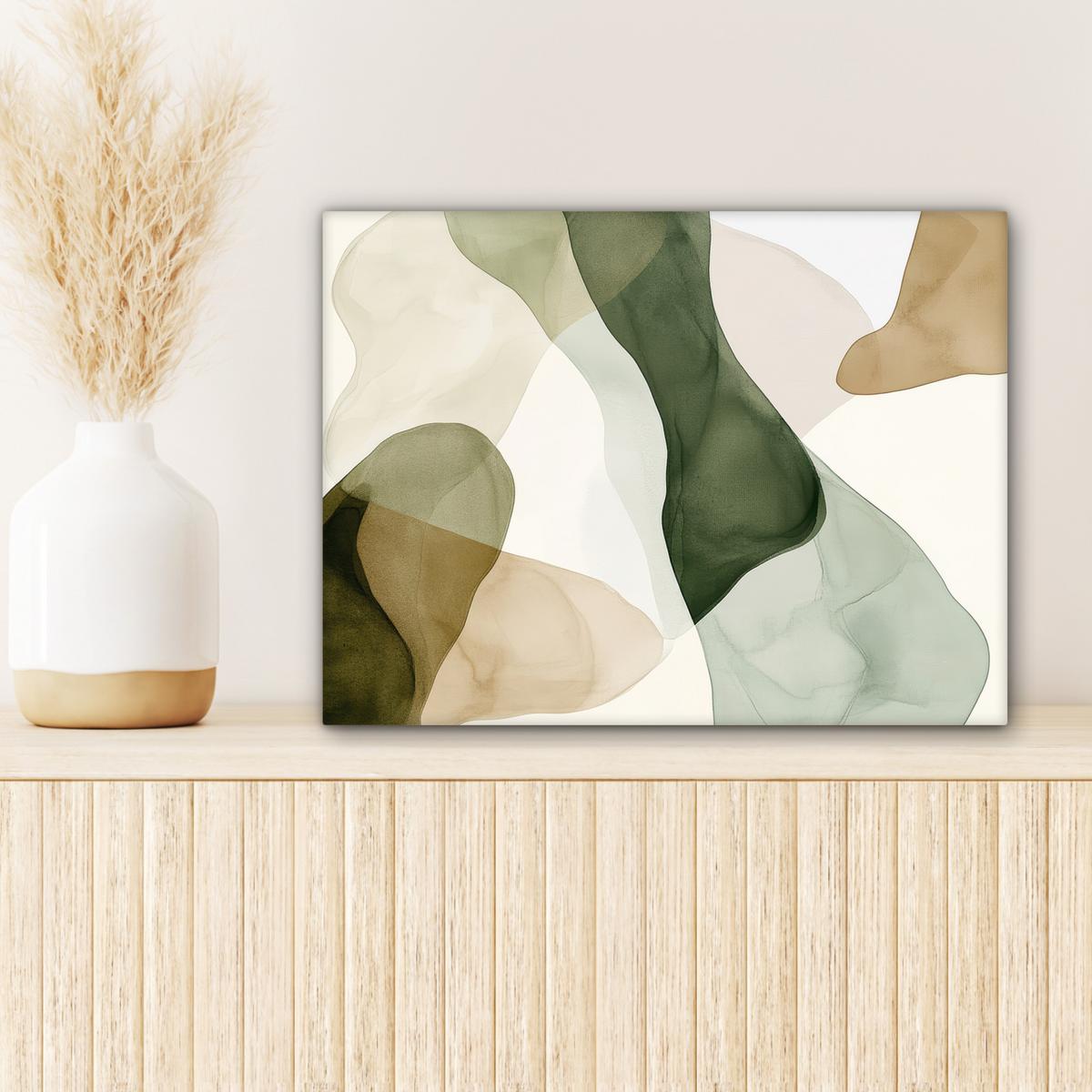 LEINWANDBILD Japandi - Abstrakt - Grün Wandbild 40x30 cm - Salbeigrün, Textil (40/30cm) - MuchoWow