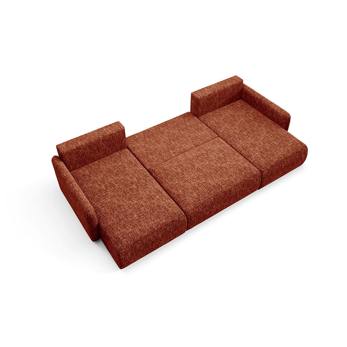 PANORAMASOFA Lazare 4 Sitzplätze Terracotta - Orange, Holz (290/86/148cm) - Petits-meubles