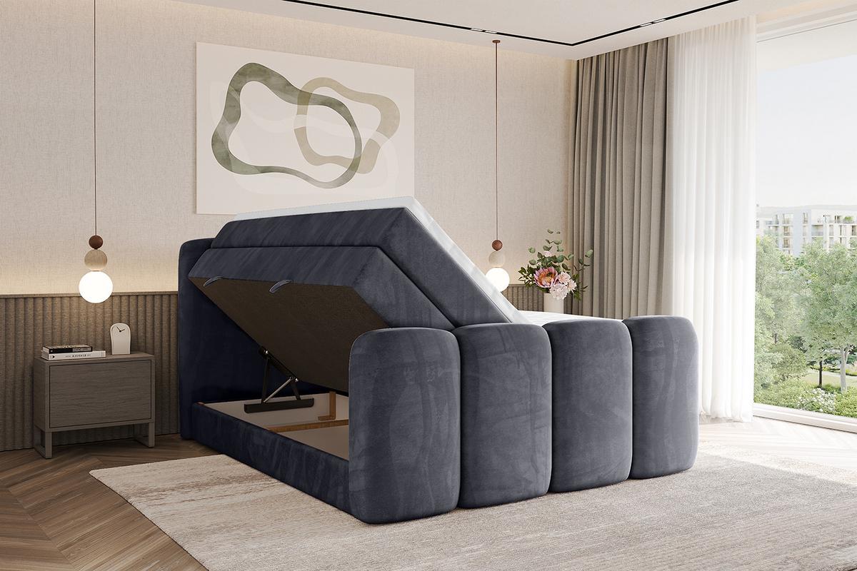 BOXBETT mit Matratze H3|H4 und Lattenrost - NINA-Z KING - 140x200 cm Casablanca - Dunkelgrau - Dunkelgrau, Holzwerkstoff (140/200cm)