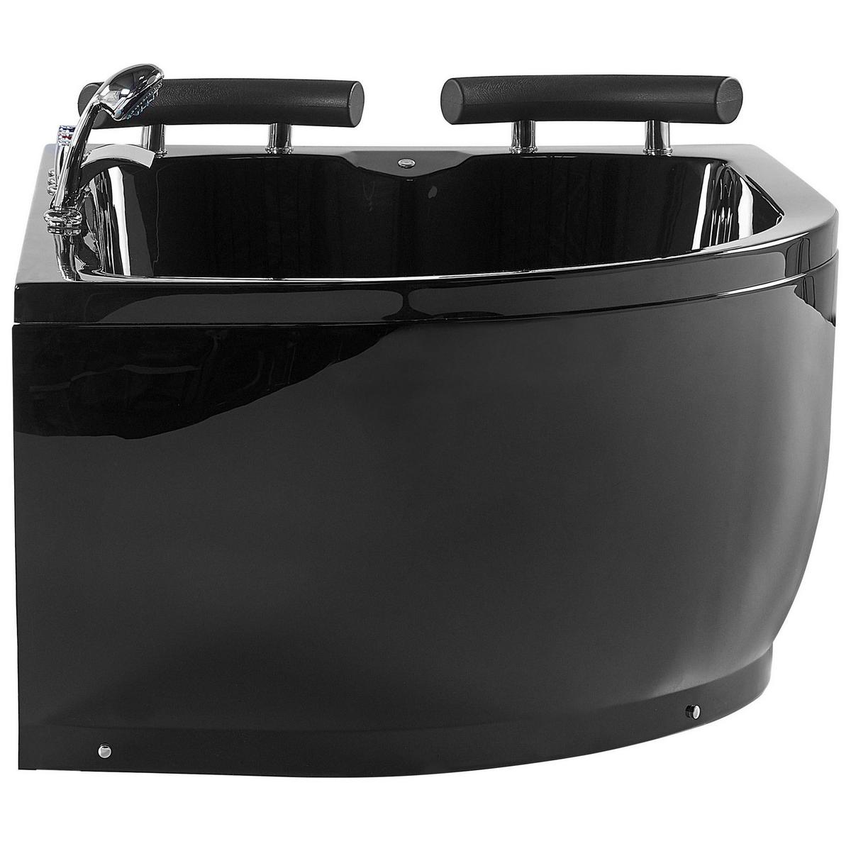WHIRLPOOL-BADEWANNE mit LED 113x160x63 cm schwarz Paradiso - Schwarz, Kunststoff (113/63/160cm) - Beliani