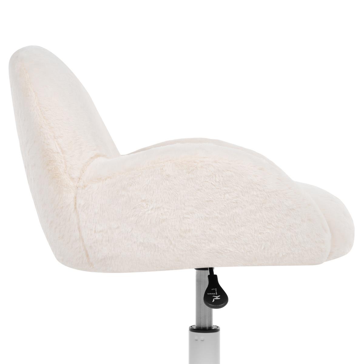 SCHREIBTISCHSTUHL Webpelz Cremeweiß Jubbi - Creme, Textil/Metall (60/65/60cm) - Beliani