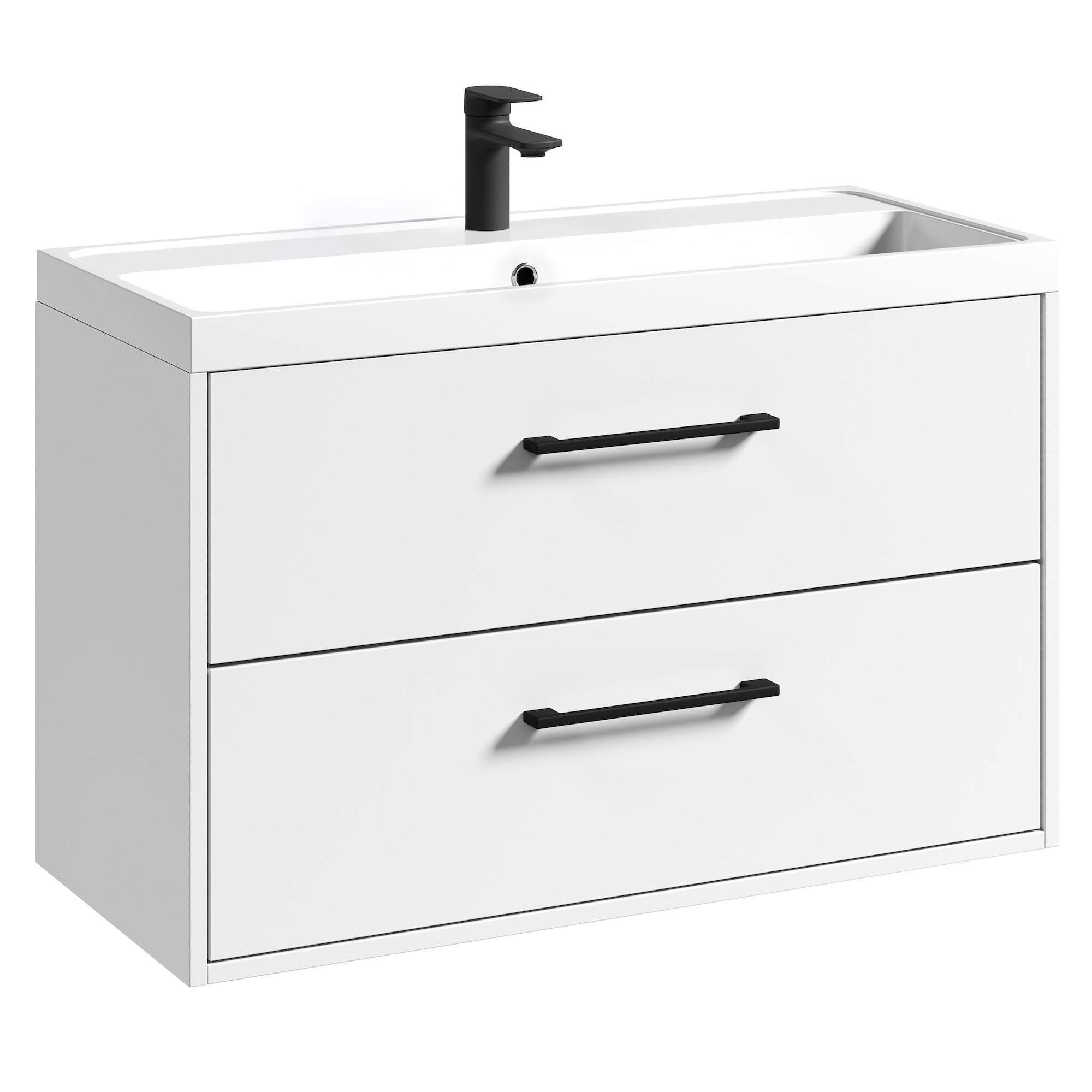 BADMÖBEL-SET Florence 2 Teile Weiß Hochglanz - 80 x 35 x 51 cm - Weiß, Holz (80/55/40cm) - Badplaats