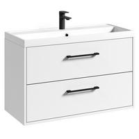 BADMÖBEL-SET Florence 2 Teile Weiß Hochglanz - 80 x 35 x 51 cm - Weiß, Holz (80/55/40cm) - Badplaats