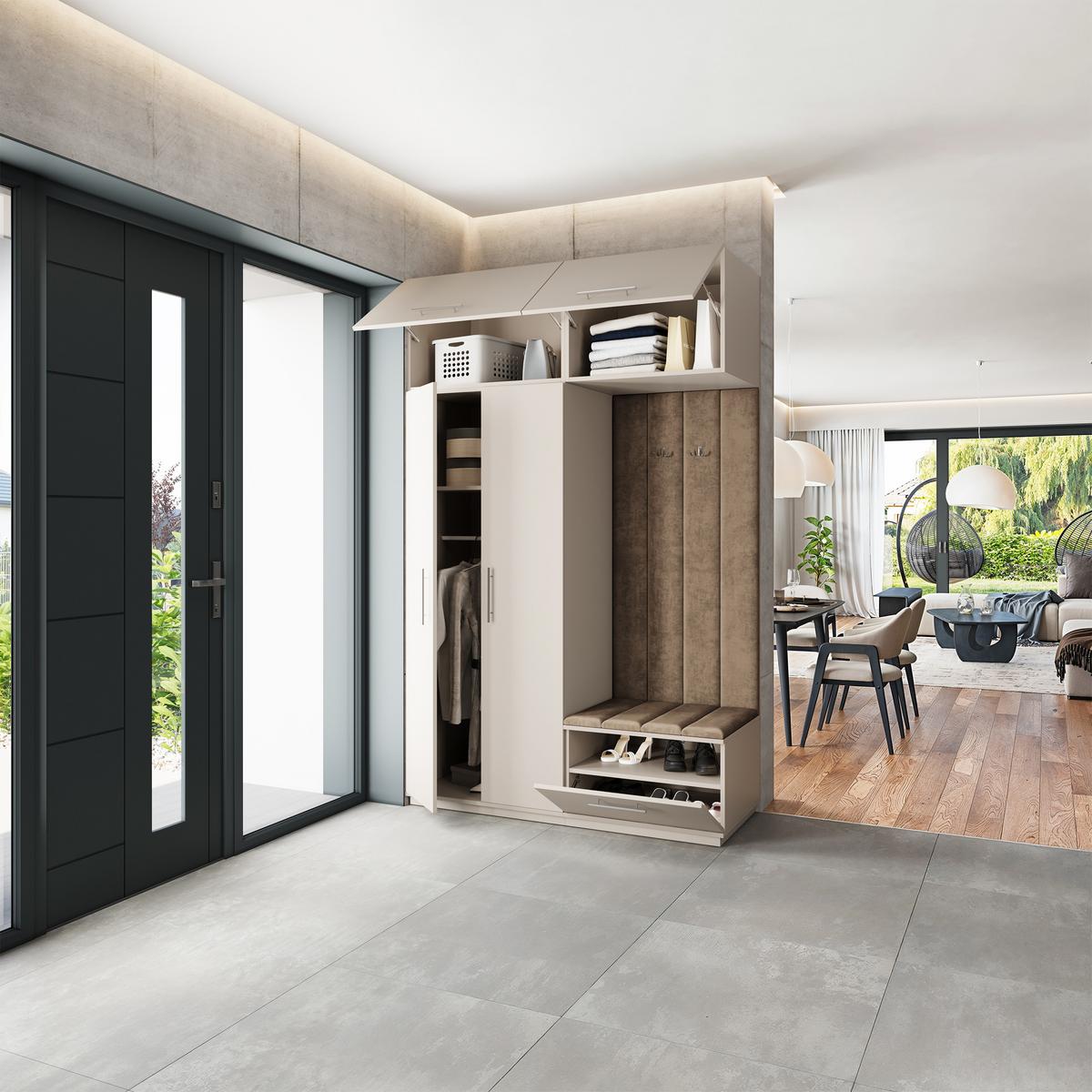 GARDEROBENSCHRANK REMA 150/240/60 cm Modern Garderobe-Set Kaschmir - Kaschmir/Mokka, Holzwerkstoff (150/240/60cm) - MASSENO