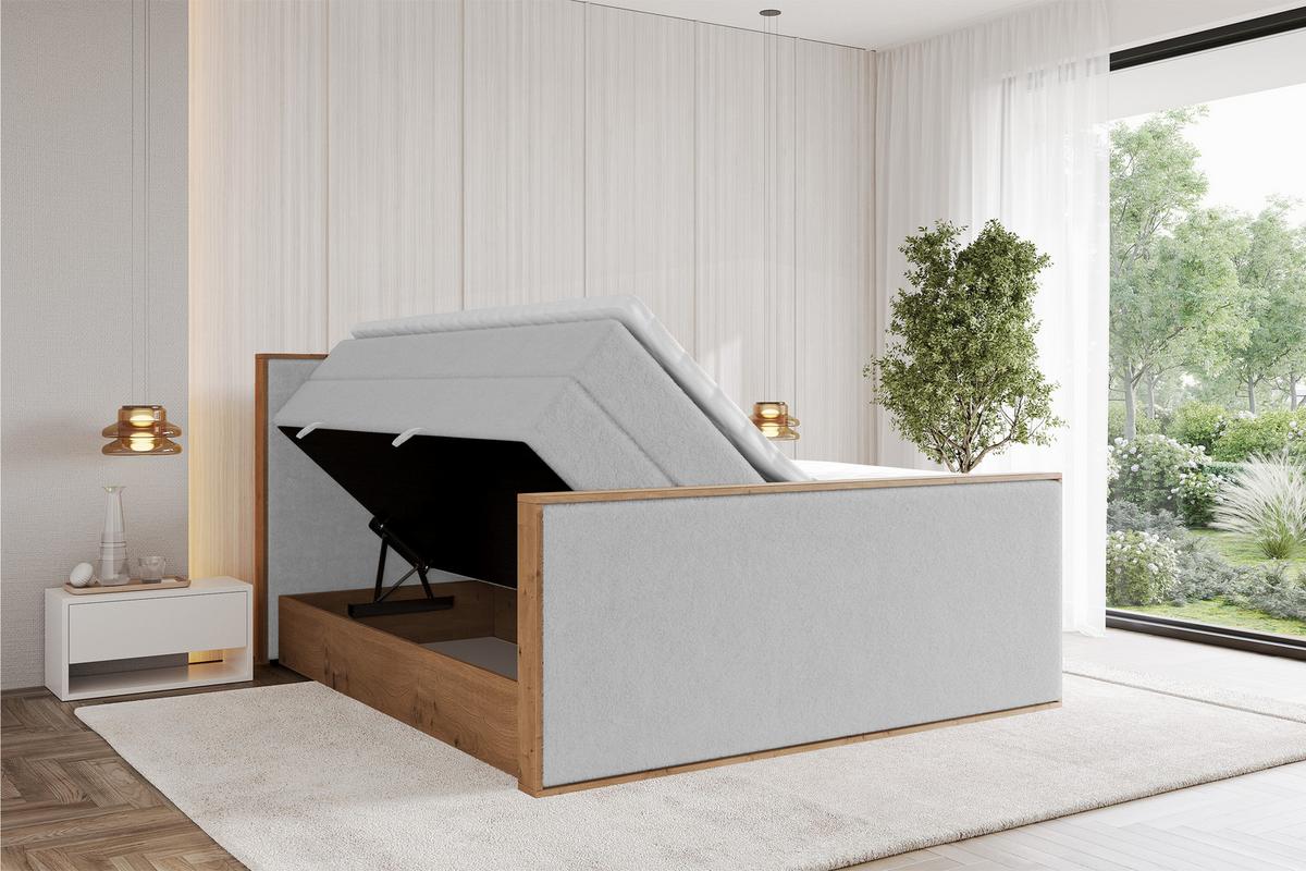 BOXSPRINGBETT LOLLI9 -Z-KING 180x200 - H3/H4 Hellgrau - Hellgrau, Holzwerkstoff (180/200cm) - ALTDECOR