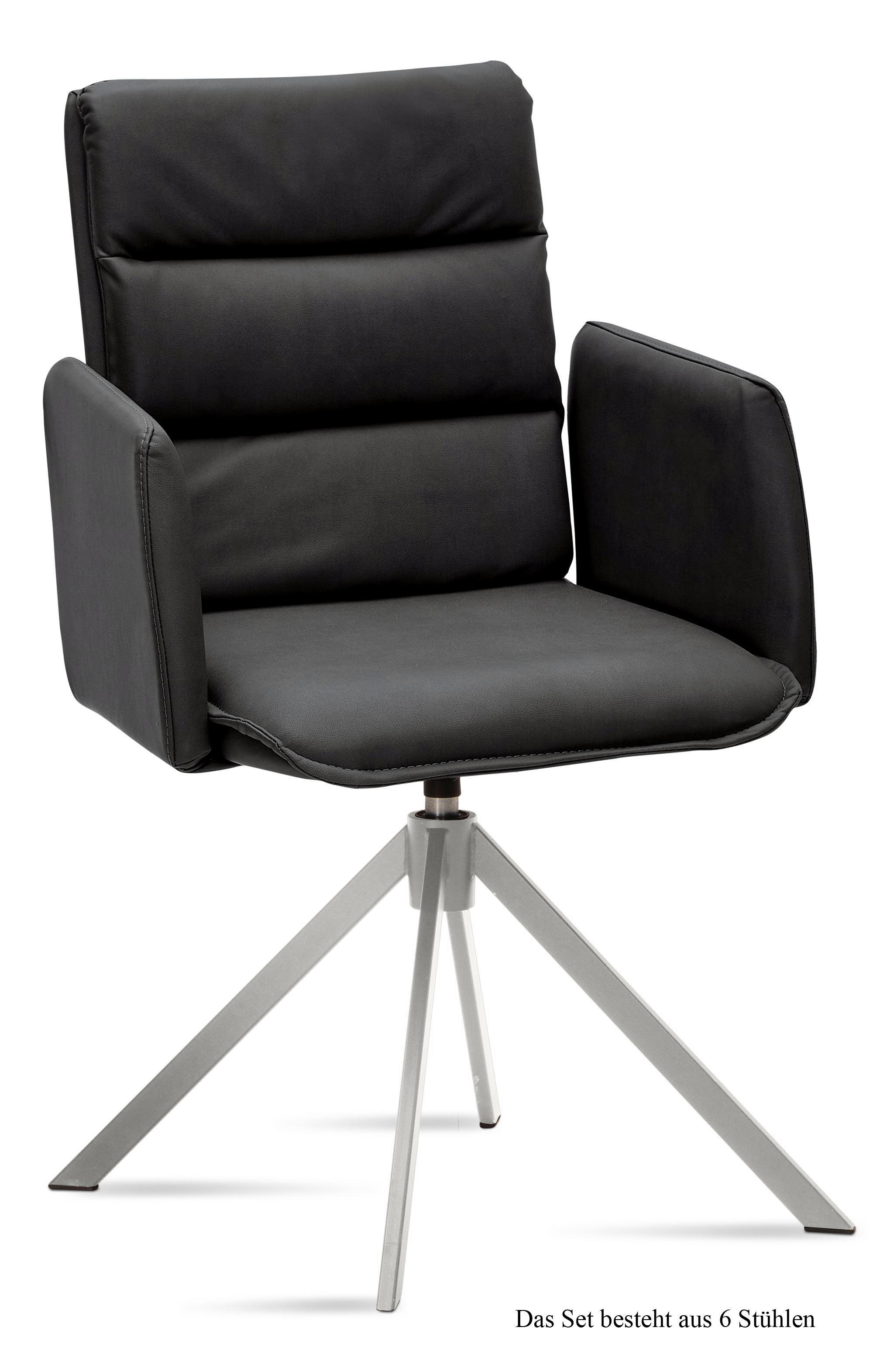 ARMLEHNSTUHL drehbar (6er-Set) Dulsea 52x92x60 Edelstahl/Anthrazit - Edelstahlfarben/Anthrazit, Kunststoff (60/92/52cm) - 58aufmkessel