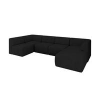 WOHNLANDSCHAFT Ottomane Rechts MOVO-L 345x180x78 cm Schwarz Velours - Schwarz, Holzwerkstoff/Kunststoff (180/78/345cm) - ALTDECOR