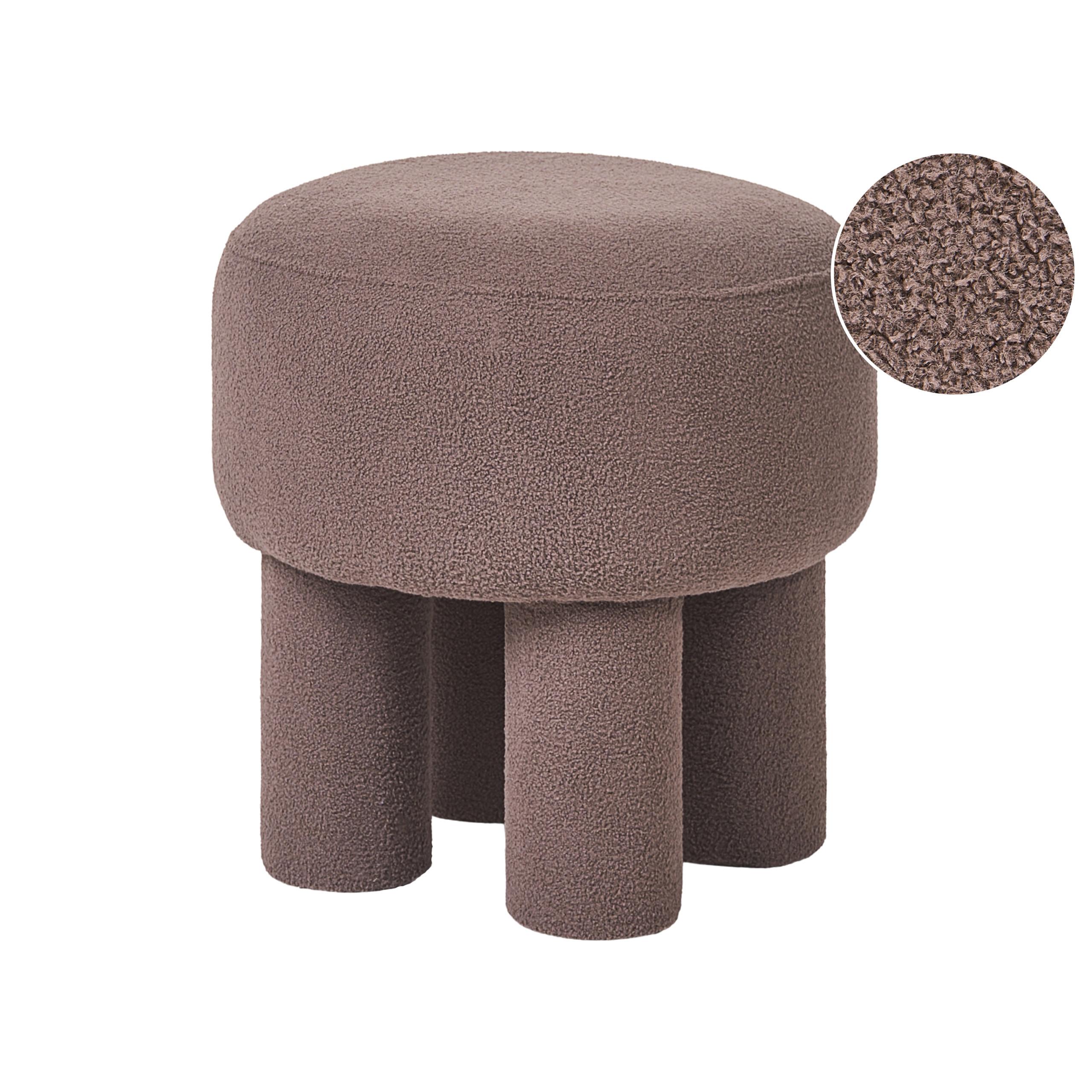 HOCKER Bouclé Braun Canby - Braun, Textil (43/38/43cm) - Beliani