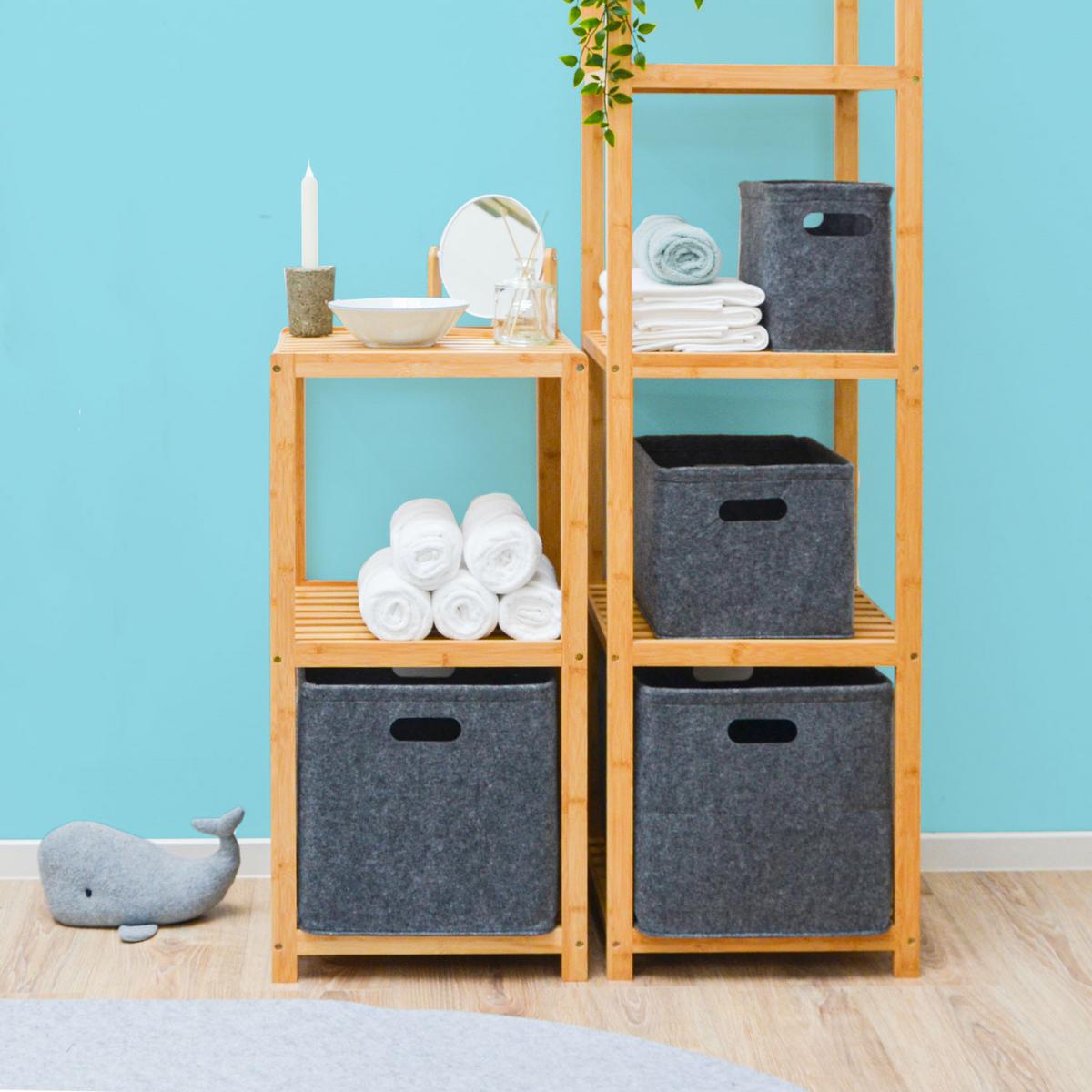 AUFBEWAHRUNGKORB FILZ 2er Set 32/26 , grau - Grau, Kunststoff (23/32/26cm) - Dunedesign