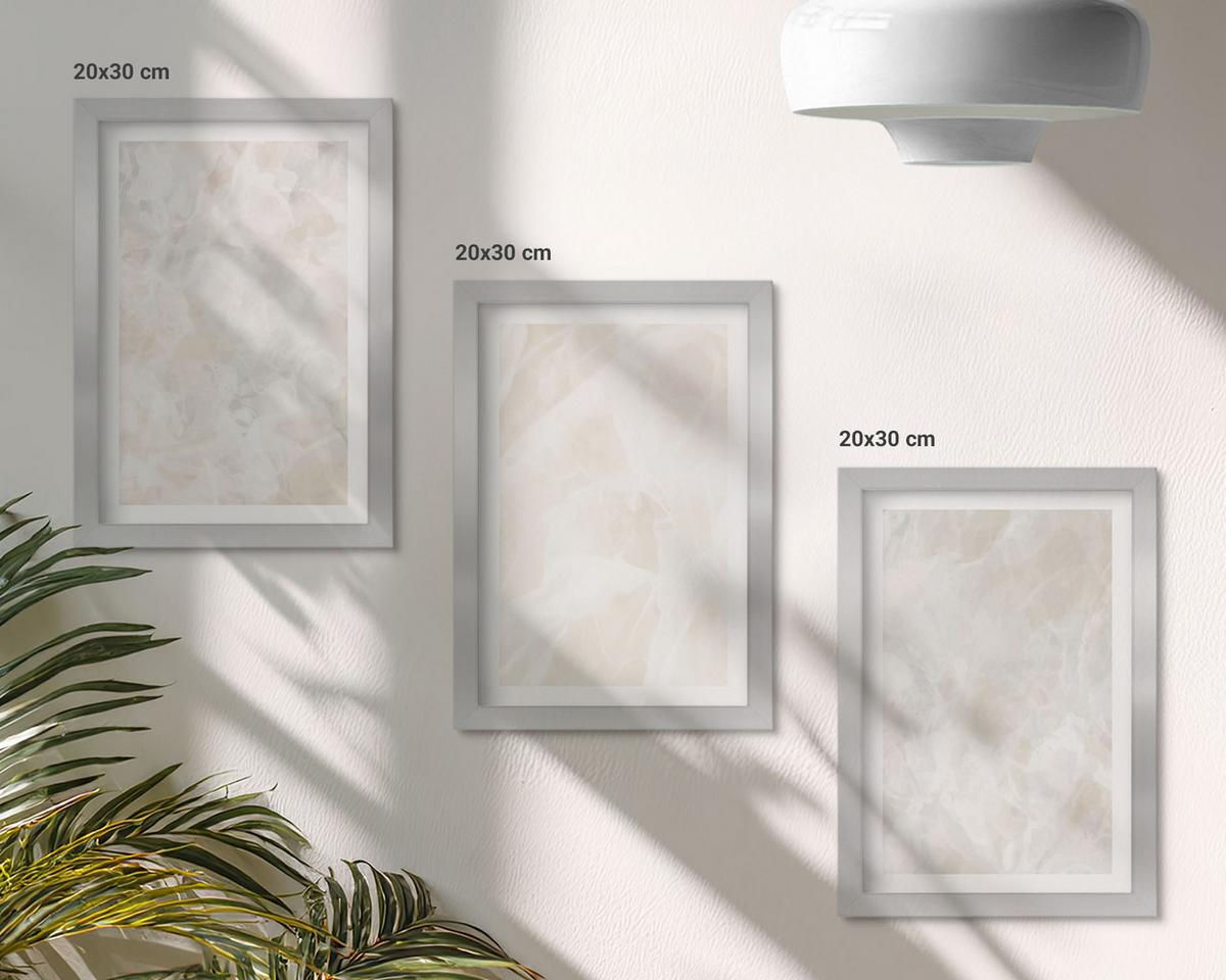 BILDER SET 3er Set - 20x30 cm Silberner Rahmen - Pastellfarbene Marmorstrukturen - Silberfarben, Kunststoff (20/30cm) - TULUP