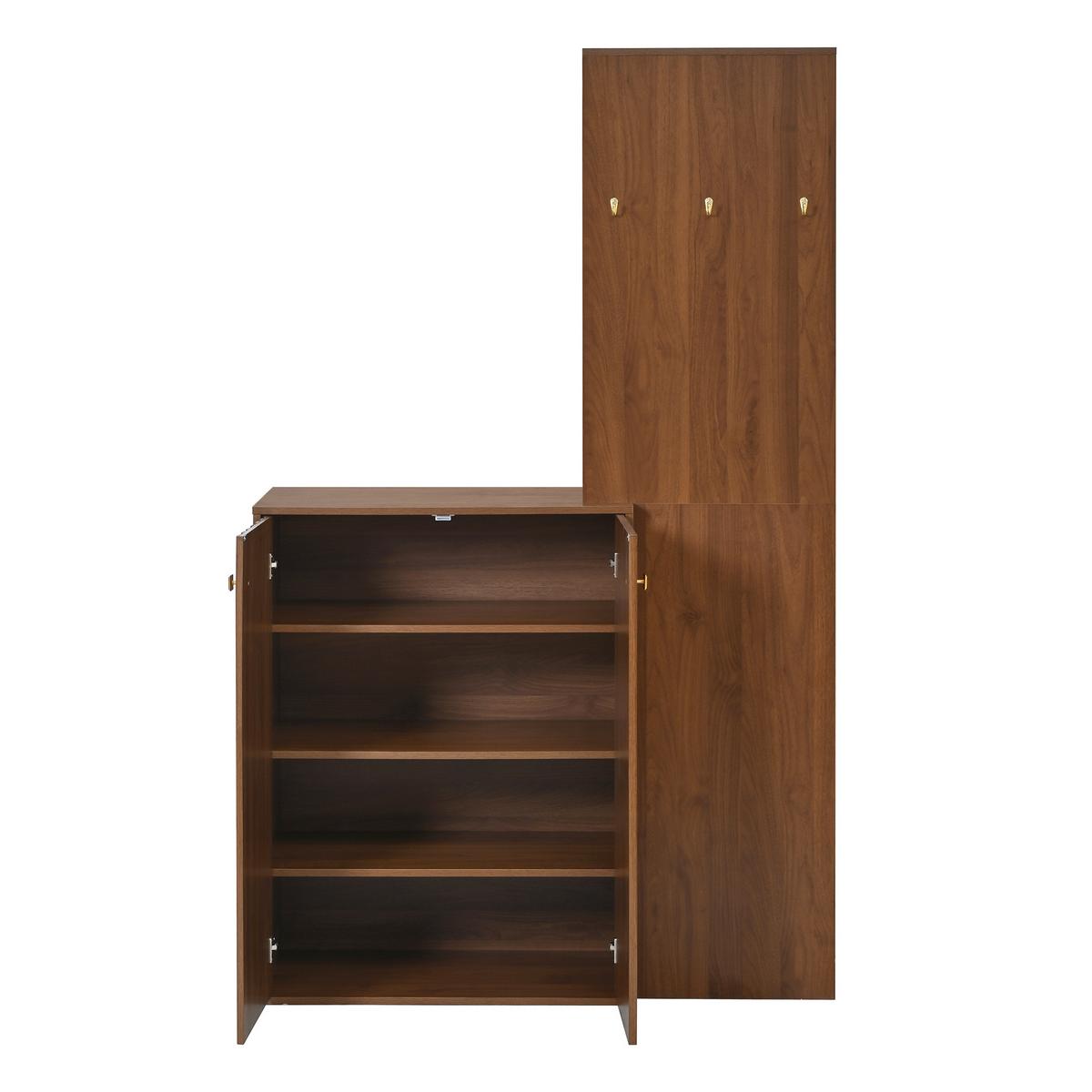 KOMPAKTGARDEROBE in Walnuss-Optik – mit Schuhschrank & Paneel - Walnussfarben, Holzwerkstoff (115/191.5/38.5cm) - Urban Meuble