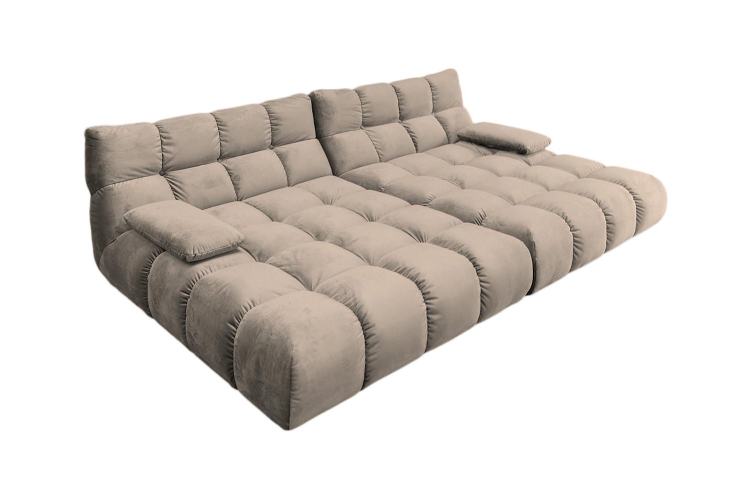 BIG SOFA VIVIEN Braun Velvet - Schwarz/Braun, Kunststoff/Textil (296/85/178cm) - KAWOLA