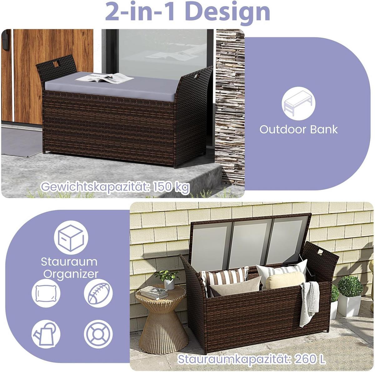 GARTENBOX Braun - Braun, Kunststoff (125/71/56cm) - COSTWAY