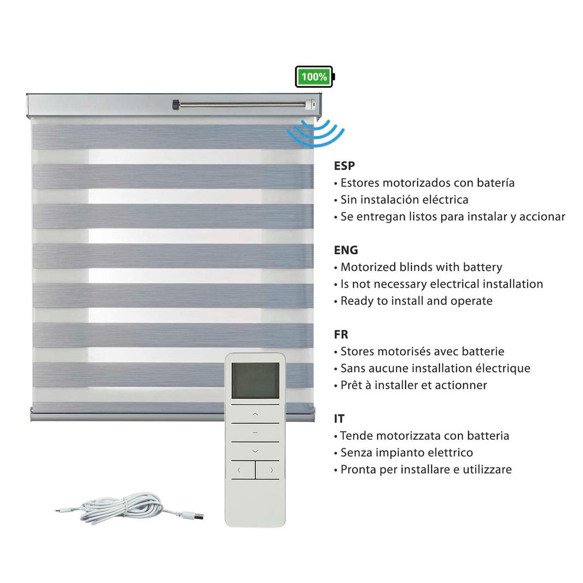 DOPPELROLLO Motorisiertes Silber 200x250 cm - Silberfarben, Kunststoff (200/250cm) - STORESDECO