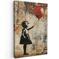 LEINWANDBILD Graffiti - Banksy - Mädchen - Straßenkunst Deko XXL 80x120 cm - Sandfarben, Textil (80/120cm) - MuchoWow