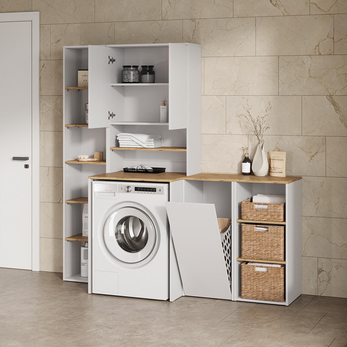 MIDISCHRANK Paolina Weiß/Artisan 40.2 x 88.2 cm - Weiß/Eiche Artisan, Holzwerkstoff (40.2/88.2/40.5cm) - Livinity®