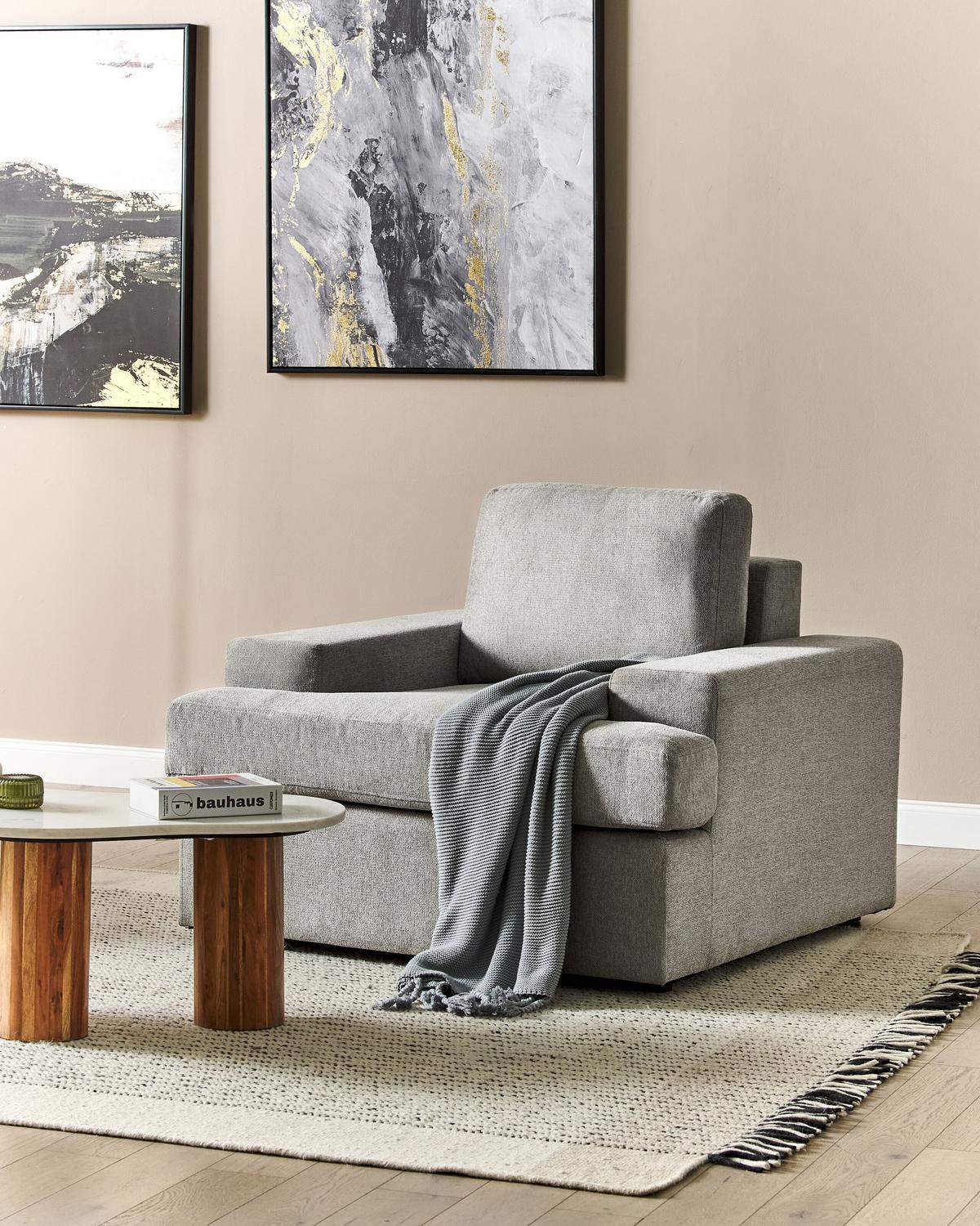 SESSEL hellgrau Alla - Grau, Textil (108/85/103cm) - Beliani