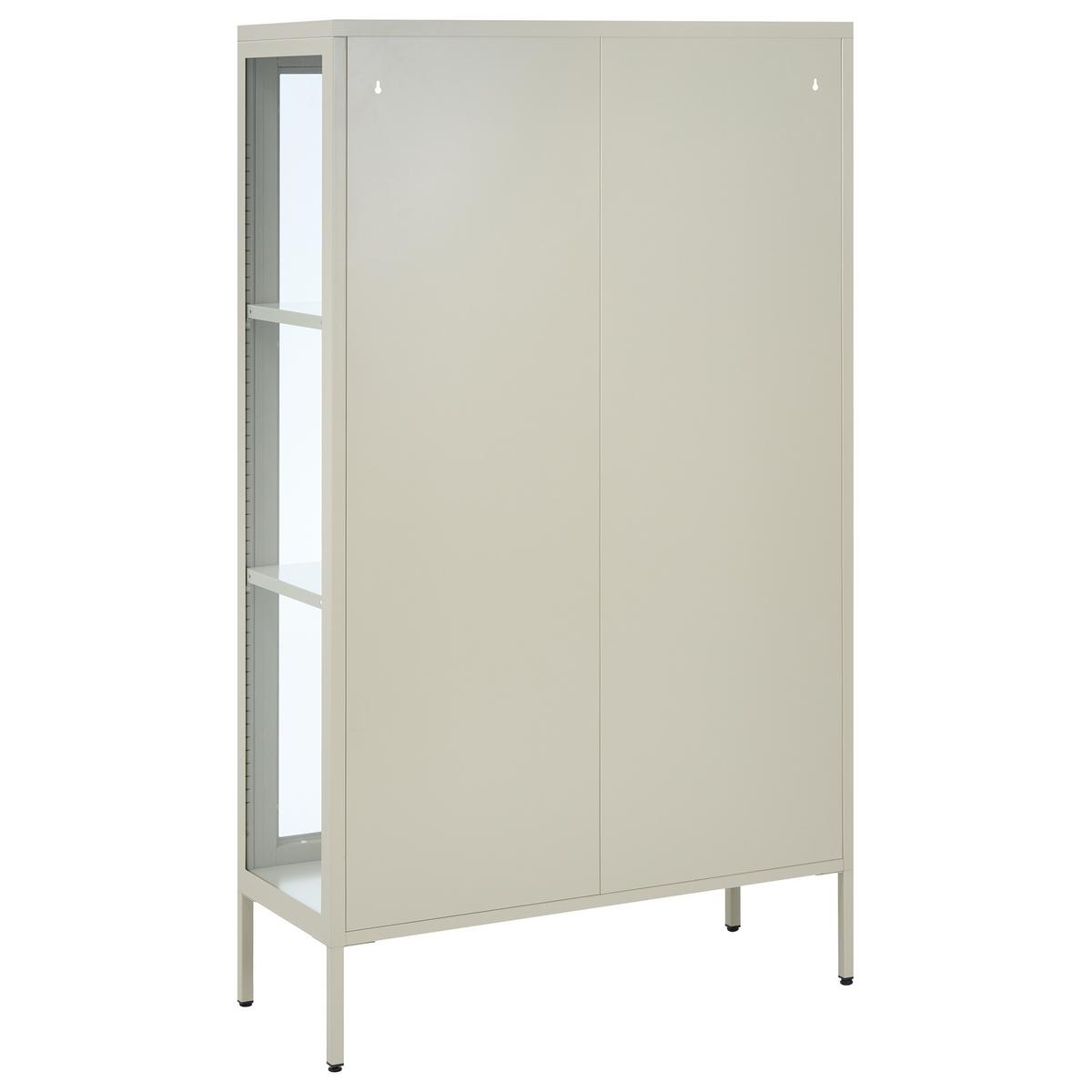 VITRINE mit Glastüren Metall 90 cm Hellbeige Nash - Beige, Metall (90/150/35cm) - Beliani