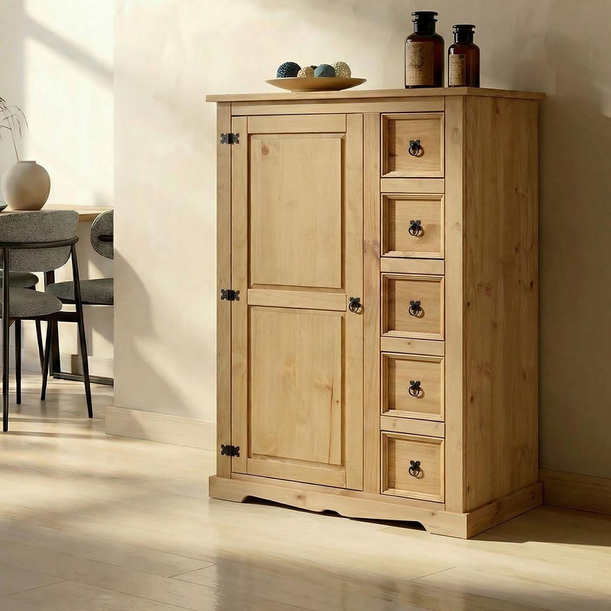 KOMMODE TEQUILA gebeizt/gewachst - Kieferfarben, Holz (95/150/45cm) - IDIMEX