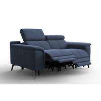 SOFA RELAX FIERO 2-Sitzer, Marineblauer Veloursstoff - Blau/Schwarz, Holz/Textil (170/82/103cm) - Courtois Laville