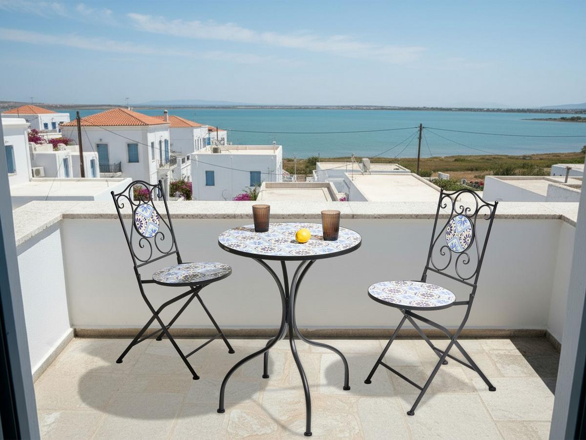 BISTRO-SET Schwarz Aggius - Blau/Schwarz, Metall - Beliani