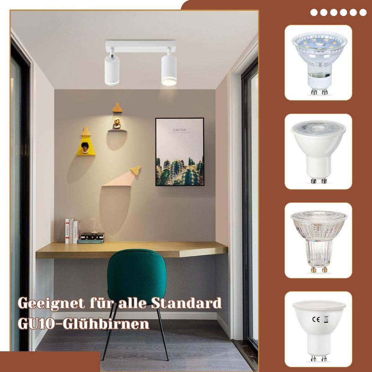 DECKENSTRAHLER Taunus 2-flammig 28.5/5/17 cm - Weiß, Metall (28.5/5/17cm) - Nettlife