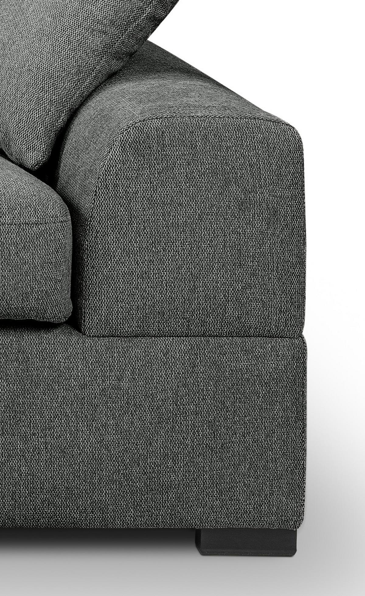 SOFA grau Strukturstoff 308 cm, Ecksofa 5-Sitzer, L-Sofa Ottomane links - Schwarz/Grau, Holz/Textil (308/186cm) - Inn.Furn